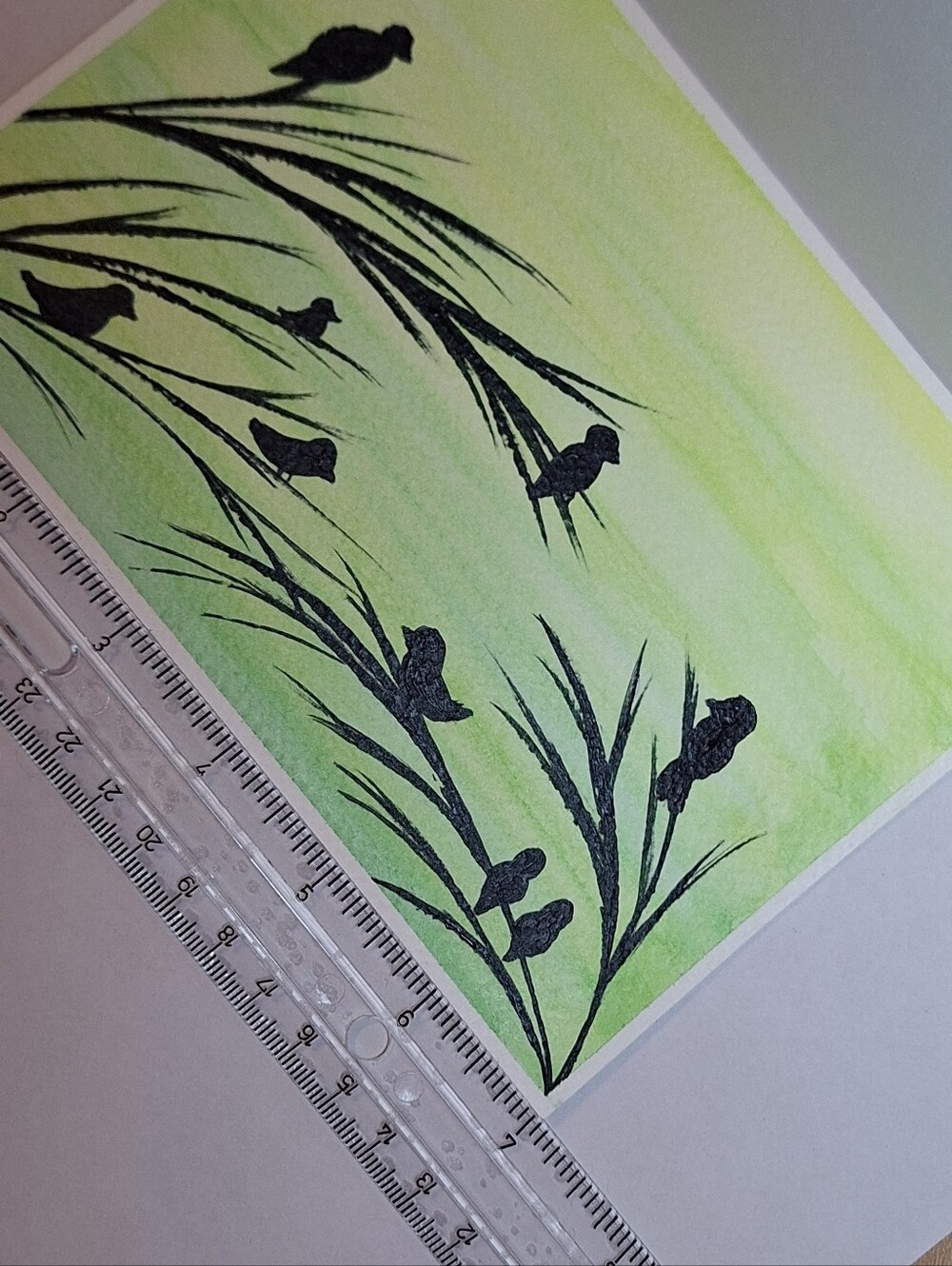 "Gathering" Hand-painted watercolor & acrylic painting - Picture 10 of 12